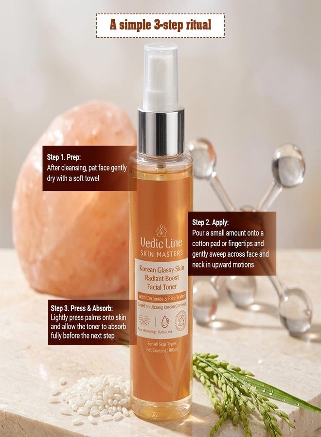 Vedic Line Vedicline Korean Glassy Skin Radiant Boost Facial Toner with Rice Water, Niacinamide, Gotu Kola Extract & Ceramide Hydrating Face Toner for Fresh, Smooth & Glowing Skin 100 ml - Image 4