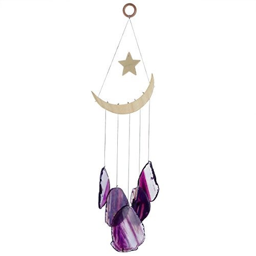 mookaitedecor Purple Agate Slices Wind Chimes for Home Garden Decoration 15-19 Inches - Image 1