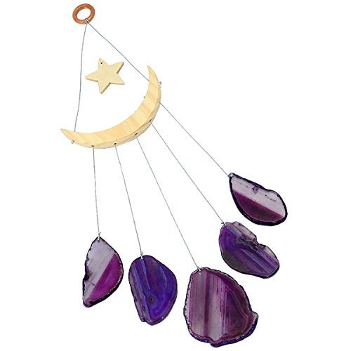mookaitedecor Purple Agate Slices Wind Chimes for Home Garden Decoration 15-19 Inches - Image 3