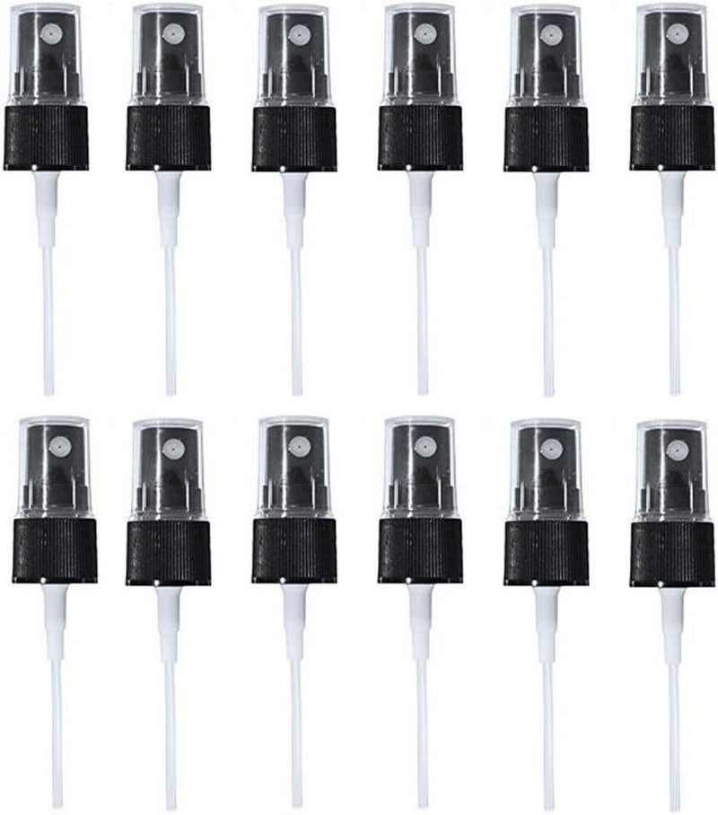 رأس رشاش لزجاجات الزيوت الأساسية 410/20 مم غطاء رذاذ دقيق قابل لإعادة التدوير والاستخدام بديل لرأس المضخة لزجاجات مستحضرات التجميل 30 مل 50 مل 60 مل، عبوة من 12 (أسود)