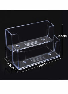 Excefore Business Card Holder 4 Pcs 2 Pocket Acrylic Business Card Holder for Desk Business Card Stand Desktop Business Card Holders Plastic Business Card Display for Exhibition, Home, and Office  - Image 2