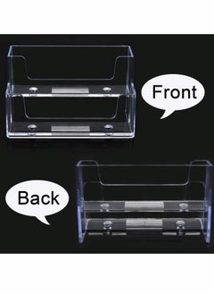 Excefore Business Card Holder 4 Pcs 2 Pocket Acrylic Business Card Holder for Desk Business Card Stand Desktop Business Card Holders Plastic Business Card Display for Exhibition, Home, and Office  - Image 3