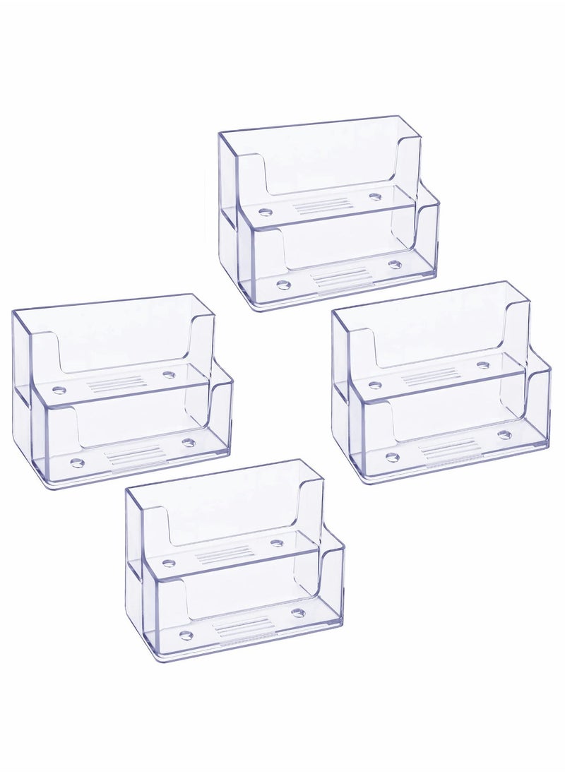 Excefore Business Card Holder 4 Pcs 2 Pocket Acrylic Business Card Holder for Desk Business Card Stand Desktop Business Card Holders Plastic Business Card Display for Exhibition, Home, and Office  - Image 1