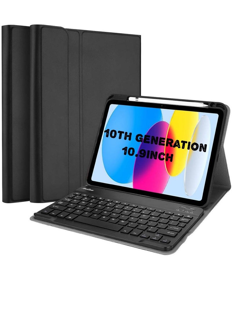 DUSALA iPad Keyboard Case For iPad 10 Generation, Detachable Wireless Bluetooth Trackpad Keyboard, Smart Folio Cover With Pencil Holder, Fit For iPad 10th Generation 10.9inch - 2022  - Image 1