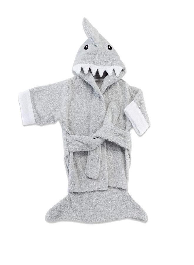 Baby Aspen Baby Aspen Gray Baby Shark Hooded Towel Robe,Let The Fin Begin Baby Shower Gifts 0-9 Months, Baby Bath Towel/Spa Robe  - Image 1