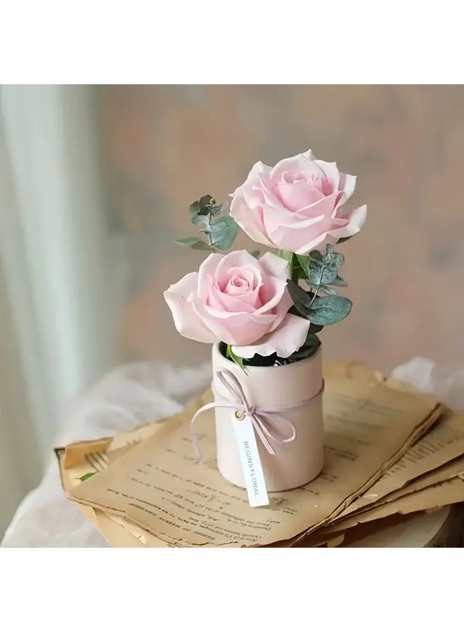 14 قطعة من علب الزهور الورقية المستديرة الصغيرة مع أغطية شفافة لترتيب الهدايا DIY - Image 2