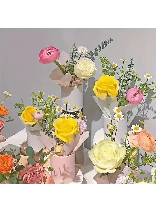 14 قطعة من علب الزهور الورقية المستديرة الصغيرة مع أغطية شفافة لترتيب الهدايا DIY - Image 4