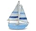 Puzzled COTA Global Light Blue Stripes Sailboat Extra Small Decor Ã¢â‚¬â€œ Handmade Wooden Boat Decor, Cute Beach Style - Image 2