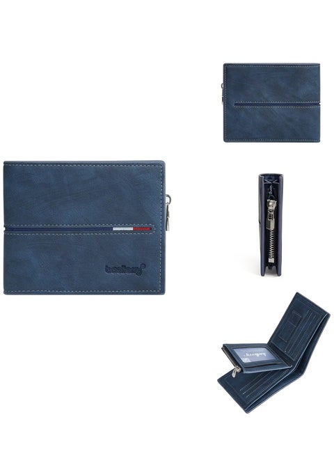 Mens Wallet RFID Blocking Bifold Casual Wallet with Zipper Coin Pocket, Large Capacity Zip Casual Men Purse