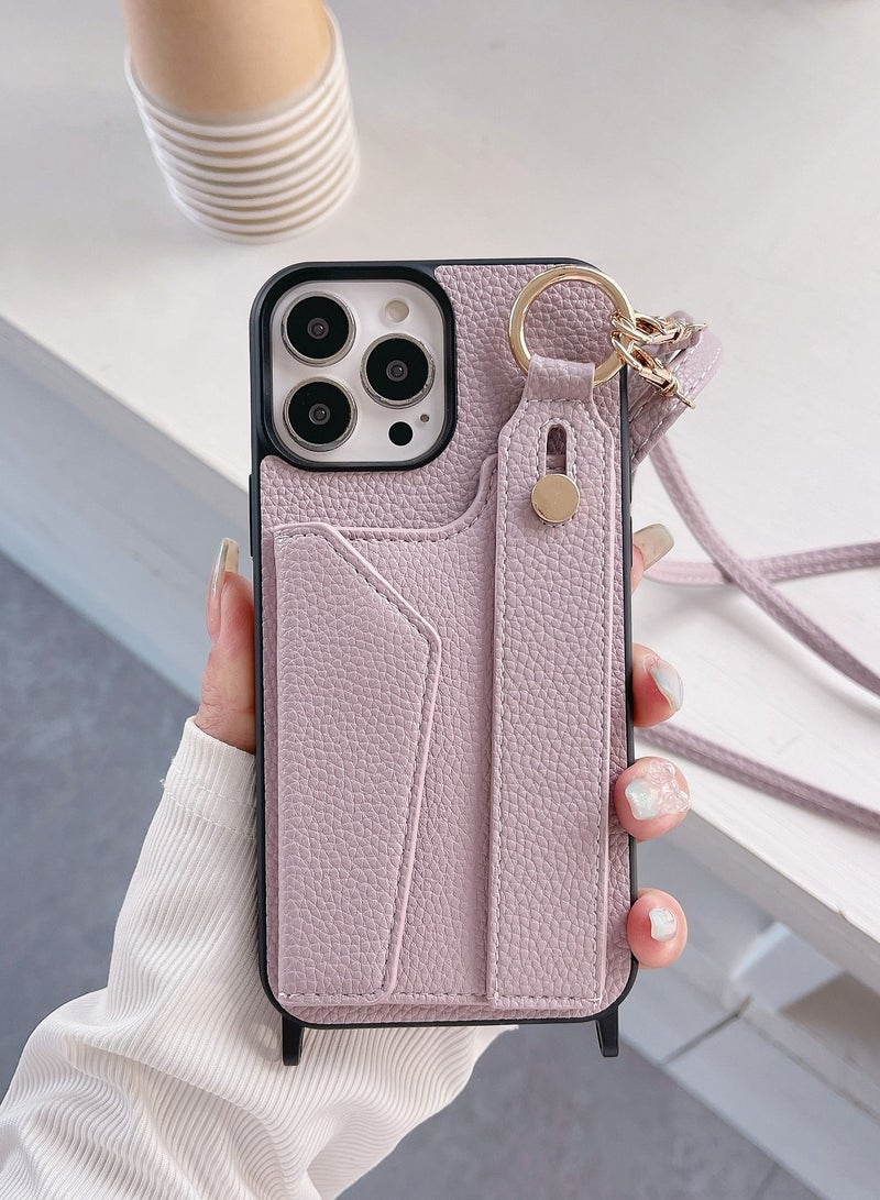 Suteni Back Cover Wristband Card Slots Leather Phone Case for iPhone - Image 1