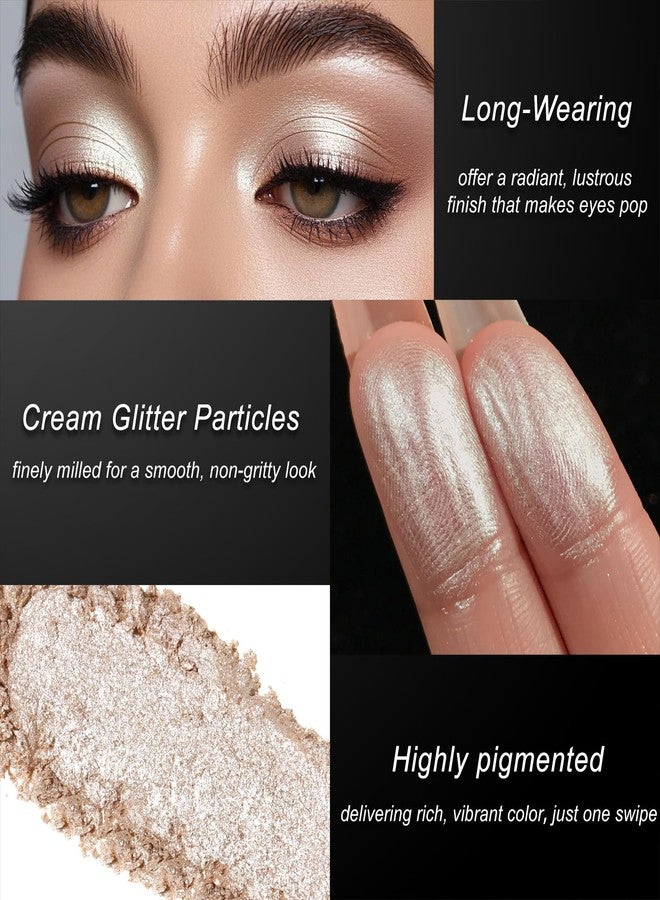 DE'LANCI Light Golden Beige Cream Shimmer Eyeshadow Single, Smooth Long Wear Light Gold Nude Eyeshadow Makeup, Ultra-Blendable Richly Pigmented Primer Highlighter Eye Makeup, Cruelty-Free & Vegan 10# - Image 3