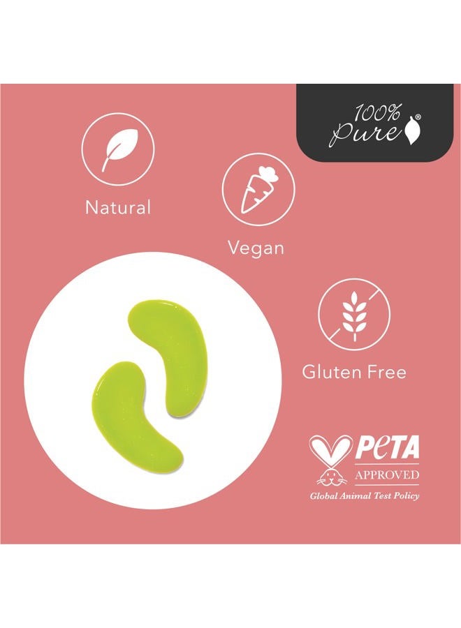 100 % Pure أقنعة العيون المشرقة للعناية بالبشرة تحت العين - تنعيم التجاعيد وتجديدها وتقليل الهالات السوداء والانتفاخ - لاصقات مرطبة ومغذية للعيون المتعبة وحقائب الصباح - نباتية - 1 عبوة - Image 5