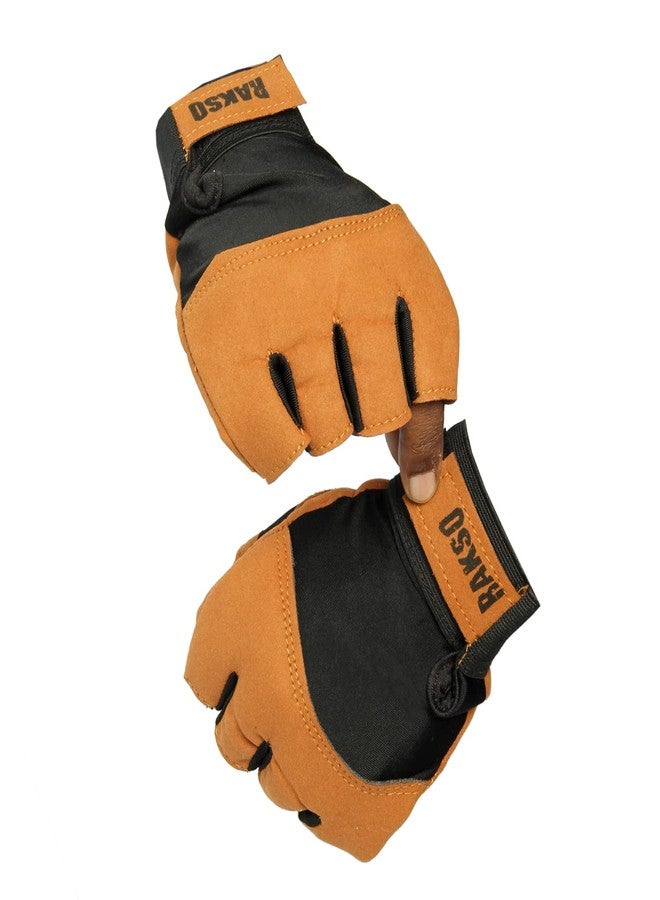 RAKSO Gold Gym Gloves for Men Women Leather Gym Gloves Weightlifting, Fitness Training and Workout | with Half-Finger Length, Wrist Wrap for Protection - Image 5