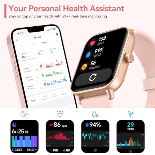 aeac Smart Watches for Women, 1.8" HD Smart Watch (Answer/Make Call) for iPhone/Android, Alexa Bulit-in, Fitness Watch with Sleep/Health Monitor, Watches for Women with 110 Sport Mode, IP68 Waterproof ﻿ - Image 3
