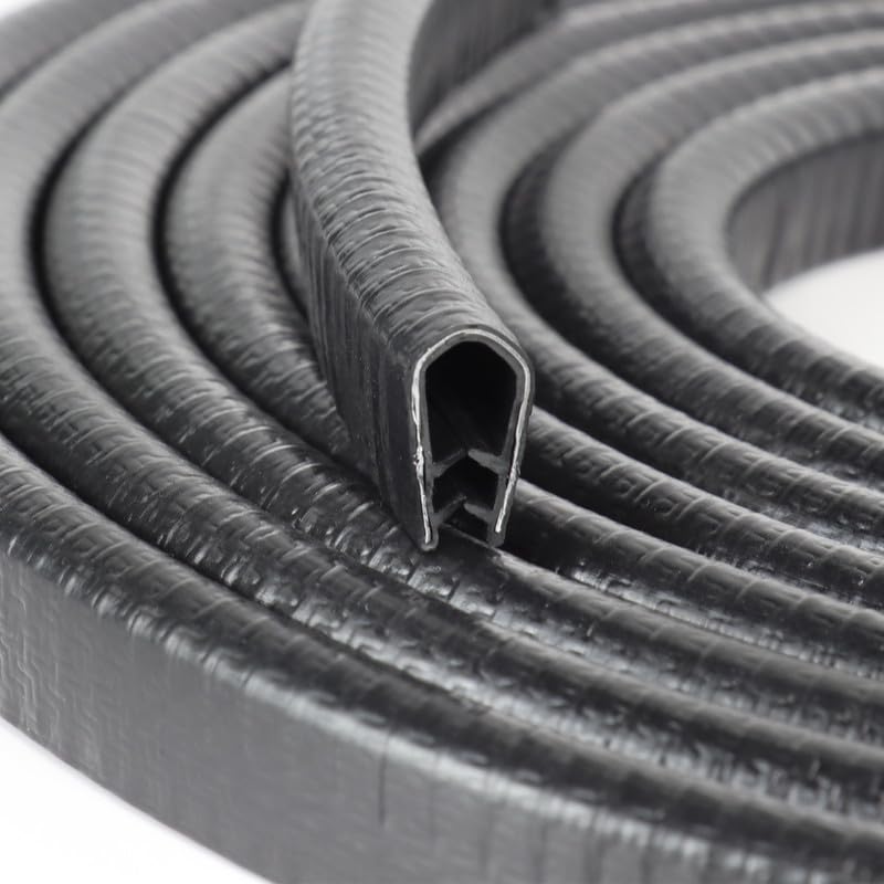 EdgeSeal Rubber Edge Trim, U Channel Edge Trim with Metal Clips Edge Guard Protector, PVC Rubber Seal Strip for Sheet Metal, Car Doors, Hatches, Table Corners, Fit 3/64" to 1/4"(1.2mm-6.4mm), 10Ft, Black - Image 1