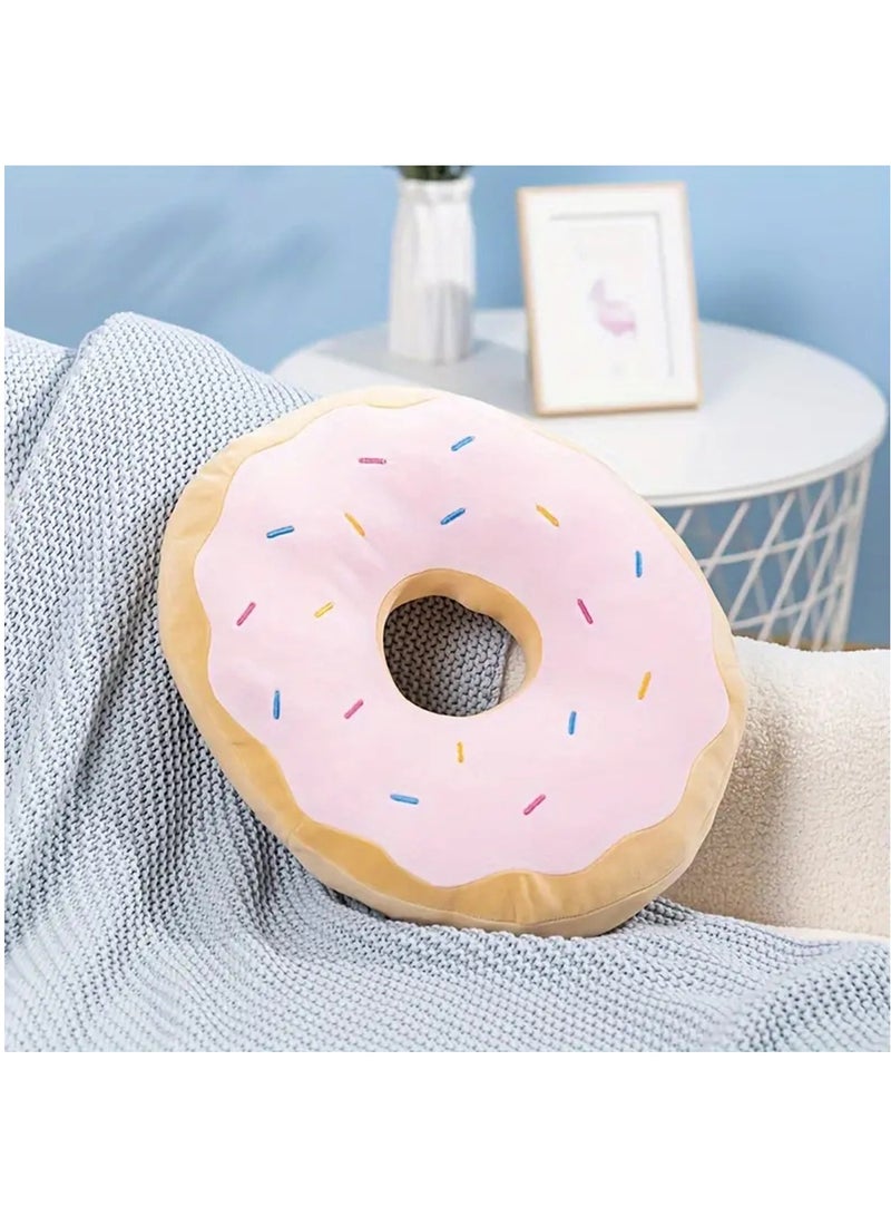 هاي هونور وسادة مستديرة على شكل دونات، وسادة على شكل دونات، وسادة رمي مزخرفة، وسادة رمي مستديرة محشوة على شكل دونات، وسادة مقعد وسادة للأريكة والأريكة وغرفة نوم السيارة (وردي) - Image 1