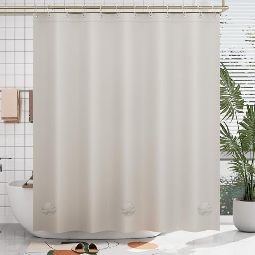 AmazerBath Thick PEVA Shower Curtain  Tan Waterproof 72x72 Heavy Duty with 3 Weighted Stones and 12 Grommets