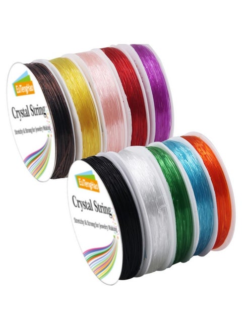 10 Packs Crystal String 0.8Mm Elastic String Elastic Cord Stretchy Bracelet String Bead Cord For Bracelet, Beading Jewelry Making（10 Colors, 150M）