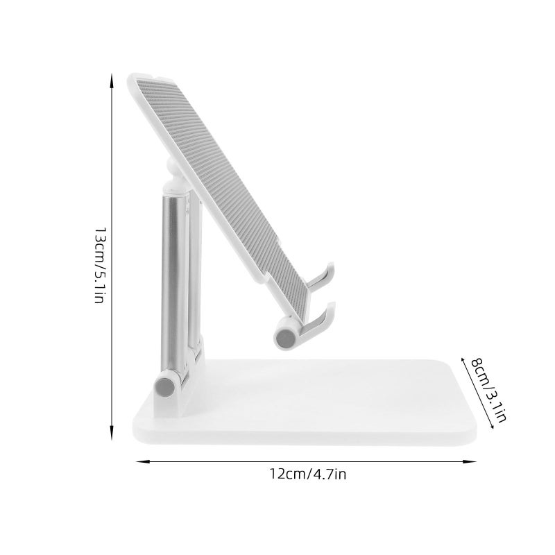 Adjustable Dual Joint Aluminum Alloy Tablet Stand Foldable Portable Desk Holder Pearl White - Image 3