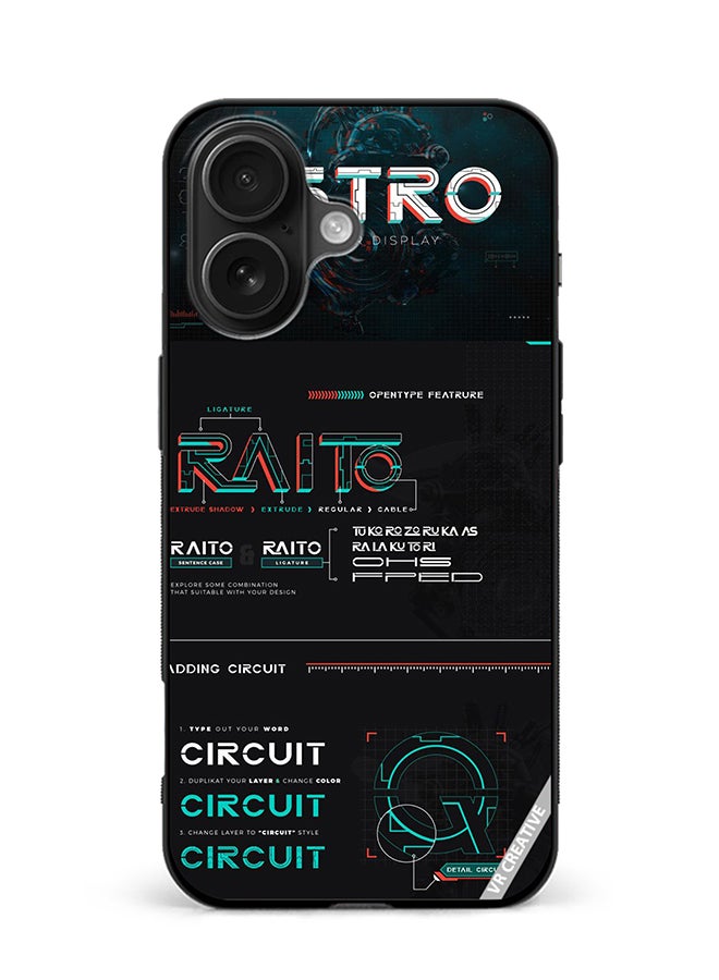 Protective Case Cover For Apple iPhone 16 Plus Raito Circuit Design Multicolour