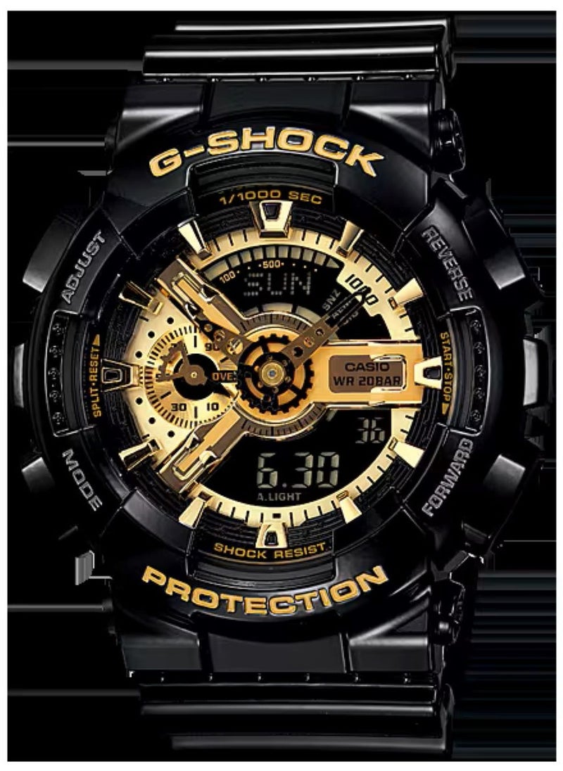 G-SHOCK Analog Digital Glossy Black Resin Band With Gold Dial Men's Watch GA-110GB-1ADR  - Image 3