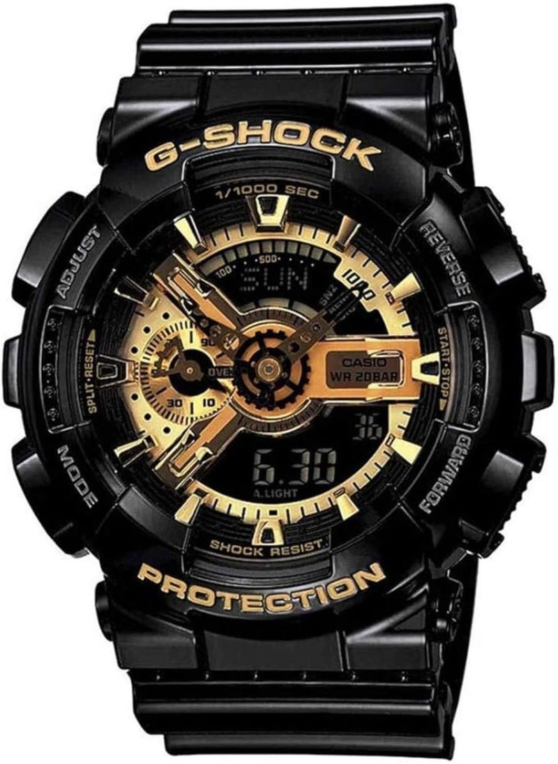 G-SHOCK Analog Digital Glossy Black Resin Band With Gold Dial Men's Watch GA-110GB-1ADR  - Image 1