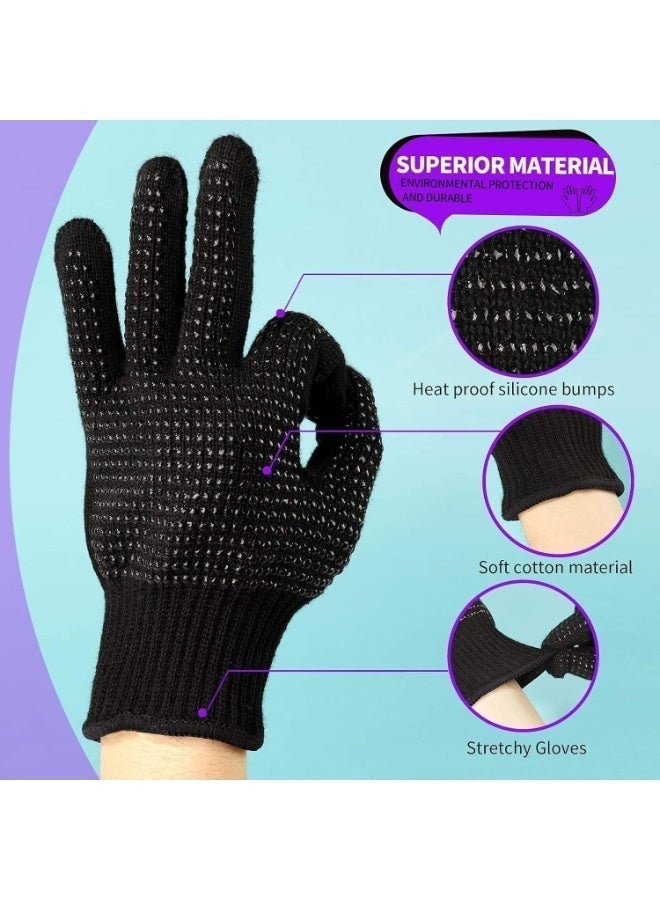 Heat Resistant Gloves for Hair Styling, Silicone Grip Dots, Professional Curling Iron Protection (Multi Color) - Image 3