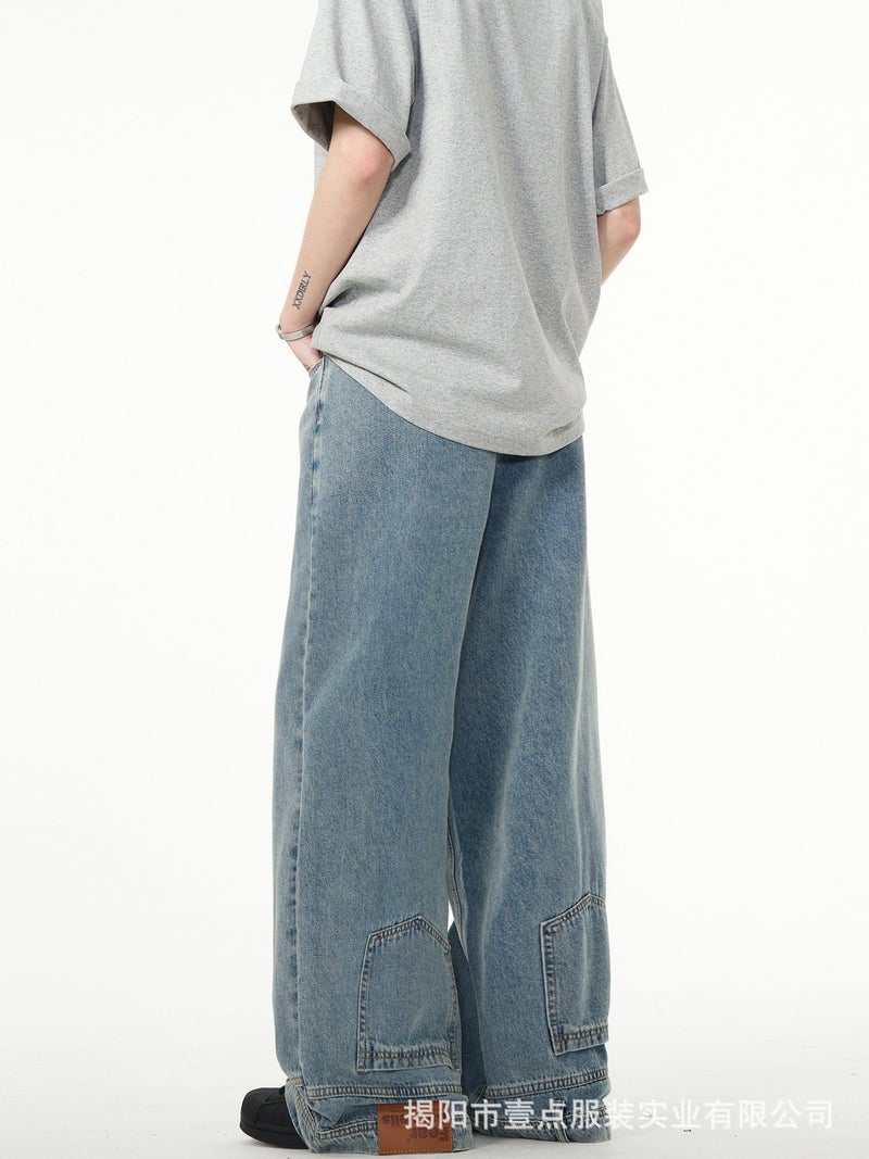 [Your Pants Are Wearing Backward] American-Style High Street Wide-Leg Inverted Jeans Design Sense Straight Tube Backward Pants Ins - Image 4