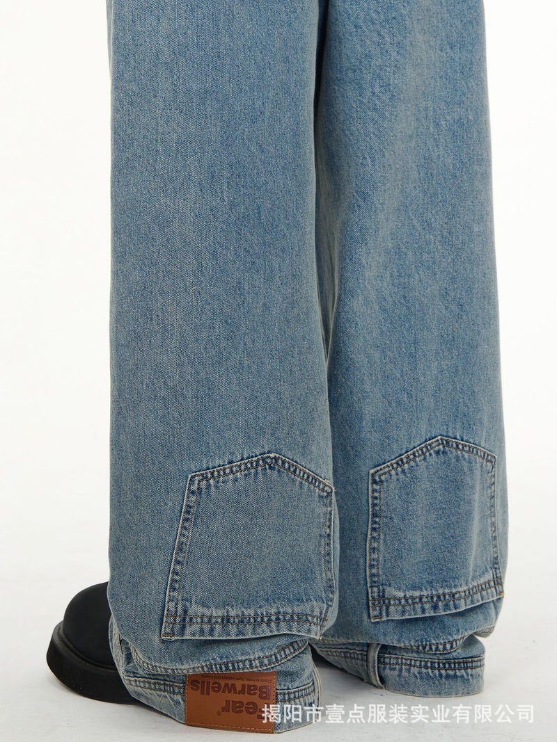[Your Pants Are Wearing Backward] American-Style High Street Wide-Leg Inverted Jeans Design Sense Straight Tube Backward Pants Ins - Image 2
