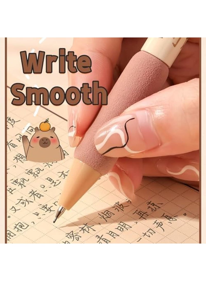 SYOSI 4 قطع أقلام ميكانيكية كابيبارا مع ممحاة ونواة رصاص، أقلام مدرسية كابيبارا لطيفة 0.5 مم، أقلام كابيبارا كرتونية محمولة مع قبضة ناعمة، مثالية للأطفال والطلاب واستخدام المكتب - Image 4