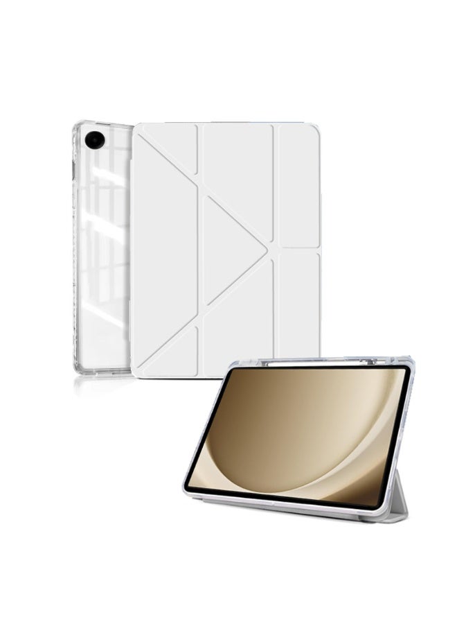 إغرين99 for Samsung Galaxy Tab A9 Plus / A11 Plus 11 بوصة غطاء الحالة, قابل للتشوه 3 + تصميم على شكل Y, زاوية متعددة, Tpu ناعمة الجلد غطاء اللوح, تلقائي الاستيقاظ / النوم,أبيض - Image 1