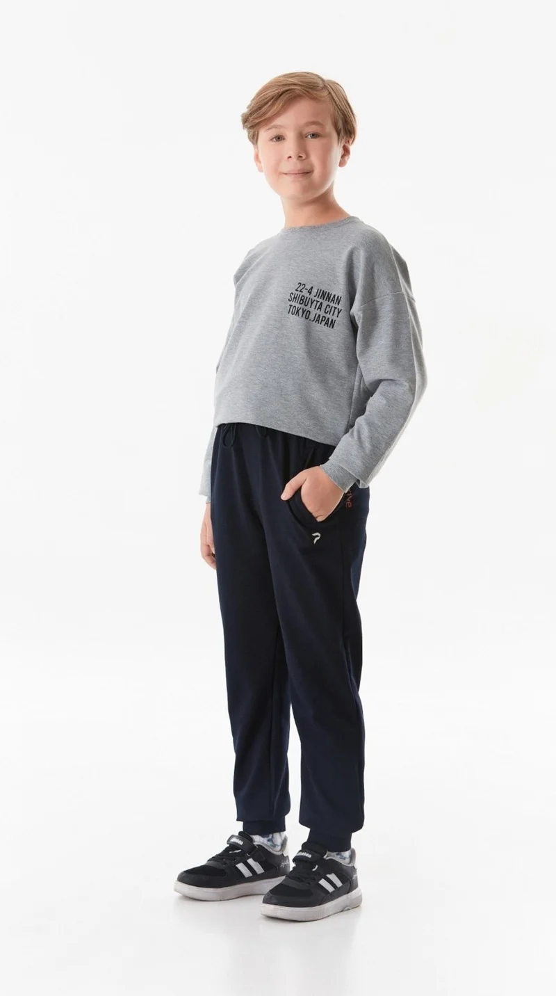 FullaModa Text Printed Lace Waist Jogger Boys' Sweatpants