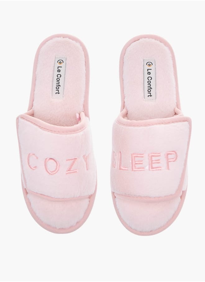Le Confort Womens Embroidered Slip-On Bedroom Slippers  - Image 2