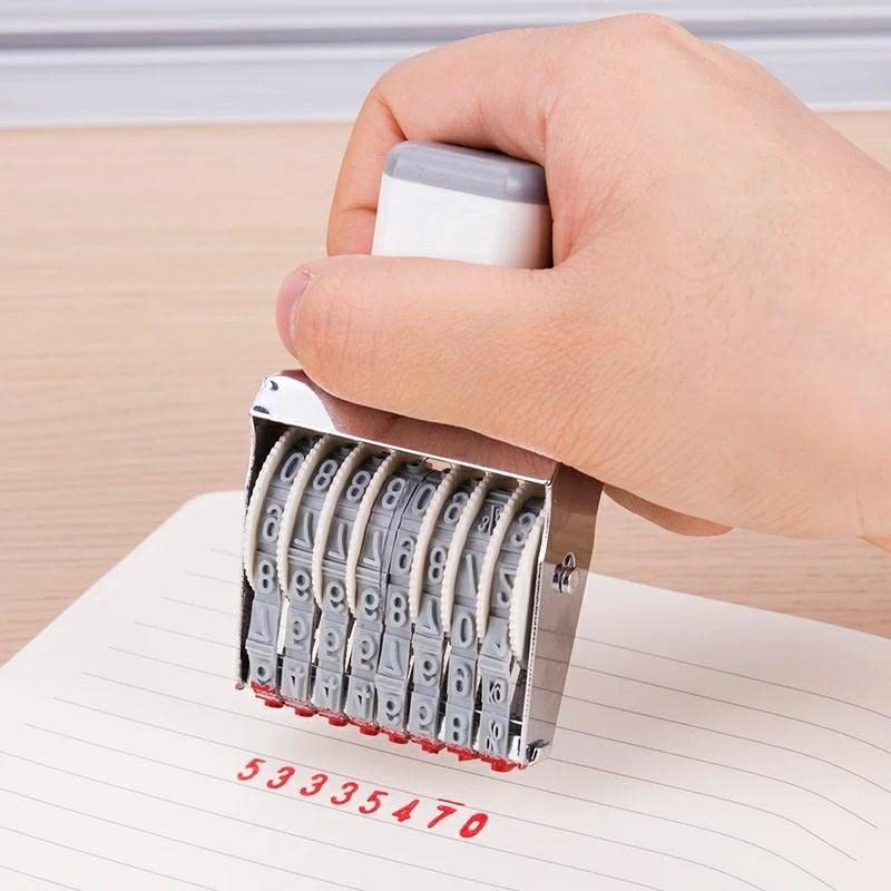 Dinojames 8 Digit Number Stamp with Violet Stamp Pad (Incl. ₹, Kg, Gm, No.) Customized Pocket Stamp/Stamps for for Bank, Office, School, Shop or Personal use etc.(Manual/Rolling Bands) - Image 3