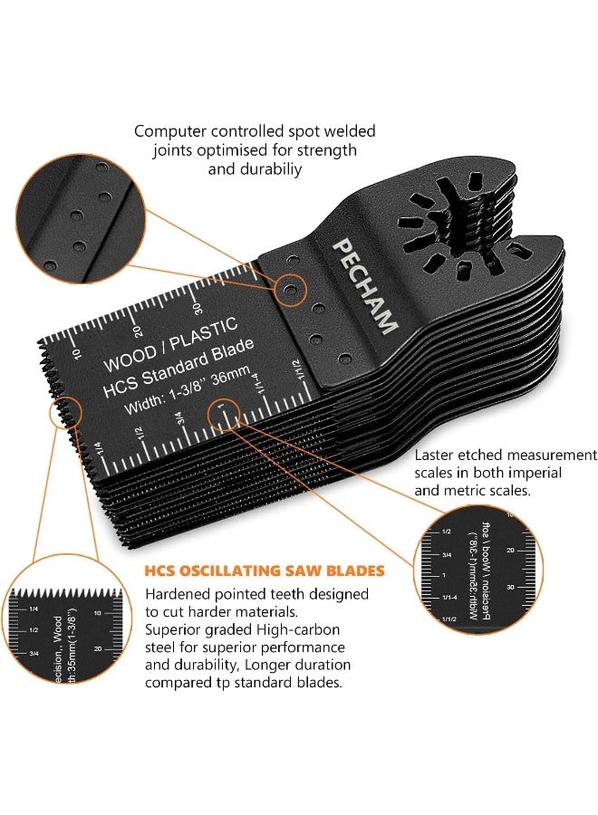 PECHAM 24Pieces Universal Wood Metal Oscillating Multitool Quick Release Saw Blades  - Image 4