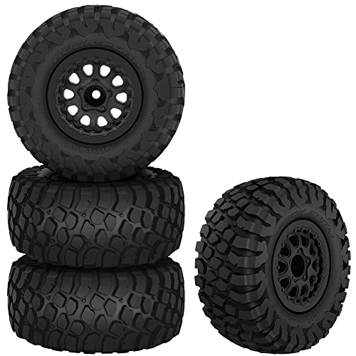 GLOBACT RC Truck Tires 12mm Hex RC Wheels and Tires with Foam Inserts for 110 Slash Tires Axial Losi Redcat Rc4wd HSP Tamiya HPI Kyosho RC Truck 4 Pcs - Image 1