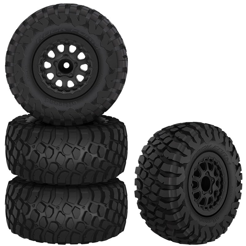 GLOBACT RC Truck Tires 12mm Hex RC Wheels and Tires with Foam Inserts for 110 Slash Tires Axial Losi Redcat Rc4wd HSP Tamiya HPI Kyosho RC Truck 4 Pcs - Image 2