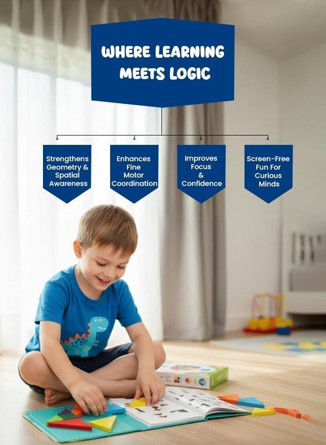 Magnetic Tangram Puzzle Book, Jungle Discovery Theme, Montessori Educational Toy for Kids With Shapes, Logic, Creativity & Fine Motor Skills, Travel-Friendly Toys - Image 5