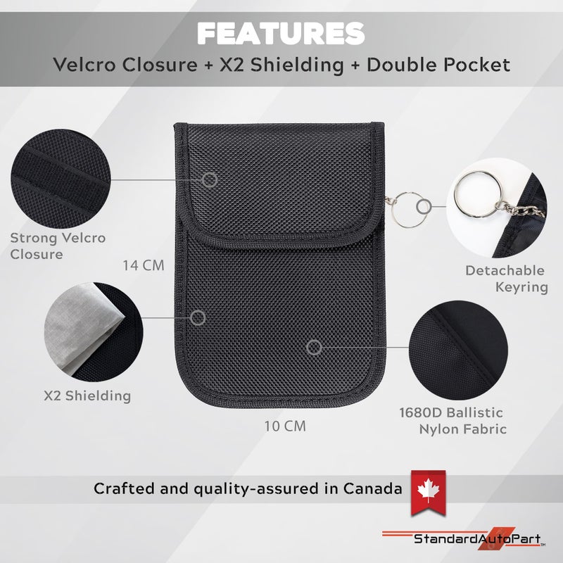 StandardAutoPart Faraday Bag for Car Keys â€“ Anti-Theft Key Fob Pouch with RFID Signal Blocker, Protects Against Car Hacking & Relay Attacks (Black (Pack of 1)) - Image 2