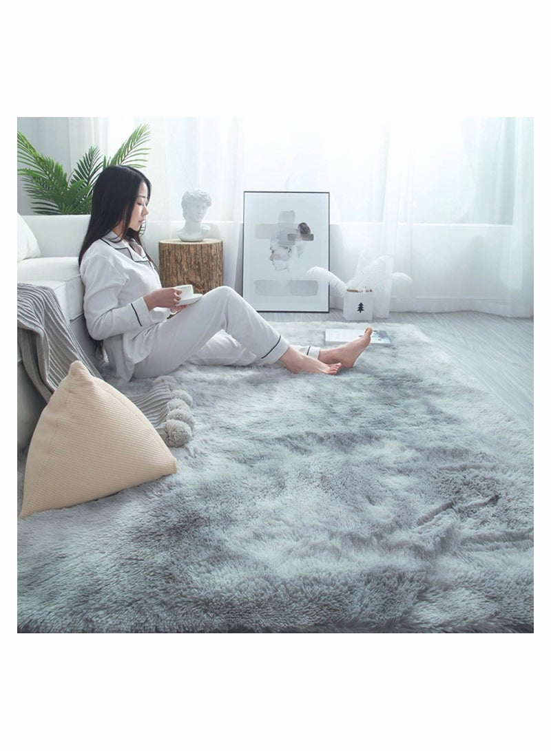 Living Room Carpet Bedroom Bedside Mat Simple Modern Household Floor Rug comfortable Gradient Tie-dye Living Room Bedroom Carpet Grey - Image 5