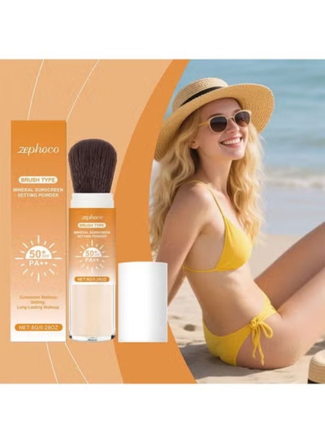 zephoco Mineral Sunscreen Setting Powder,Long Lasting Oil Control,Natural Matte Finish,Ranslucent, Even Skin Tone, Non Sticky, For Face Scalp & Hair - Image 3