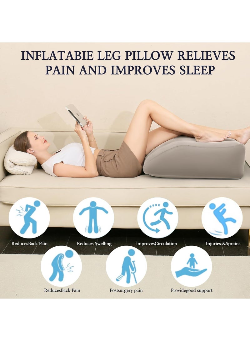 Inflatable Leg Elevation Pillow, Wedge Pillow for Sleeping, Portable Leg Wedge Pillow with Storage Bag, Leg Support Pillow for Sleeping, Pregnant, Surgery and Injury Recovery - Image 2