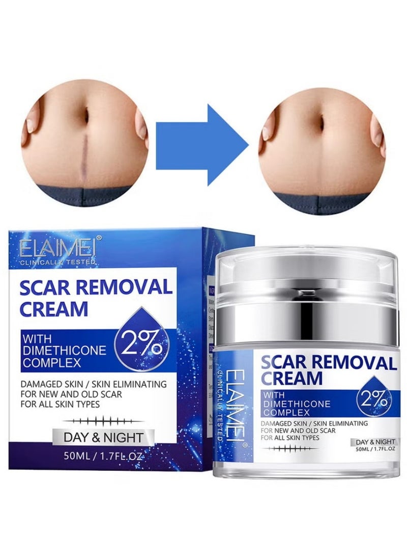 Elaimei Scar & Stretch Mark Removal Cream 50ml – Advanced Dimethicone Complex for Old & New Scars | 100% Retinol-Free Formula | Natural Skin Repair for Men & Women - Image 1