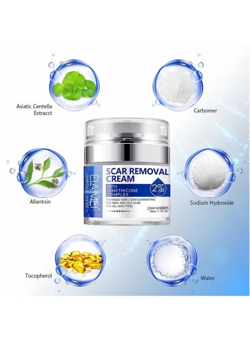Elaimei Scar & Stretch Mark Removal Cream 50ml – Advanced Dimethicone Complex for Old & New Scars | 100% Retinol-Free Formula | Natural Skin Repair for Men & Women - Image 5