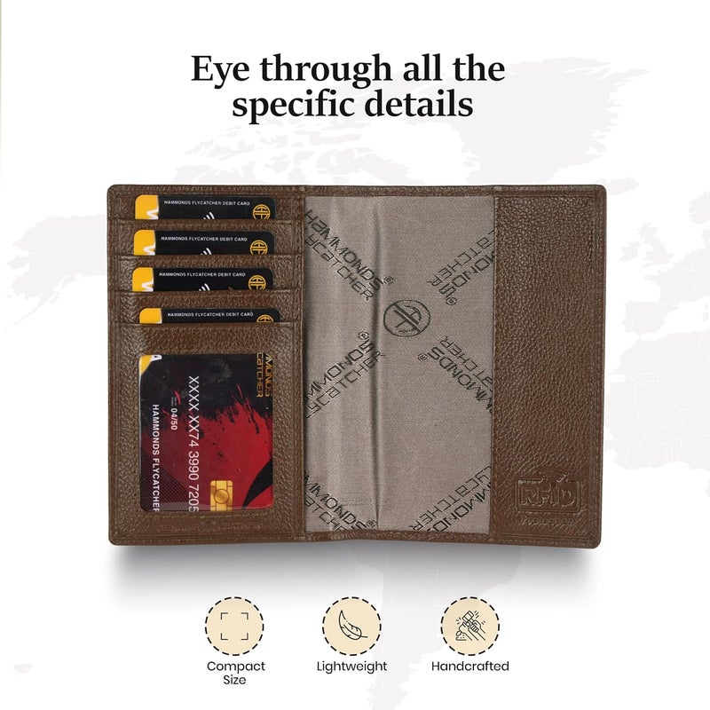 HAMMONDS FLYCATCHER Genuine Leather Passport Cover for Men, Passport Cover for Women, RFID Passport Holder for Men Travel Accessories for Men, Passport Bag for Men, 3 ATM Card Slots - Brushwood - Image 3