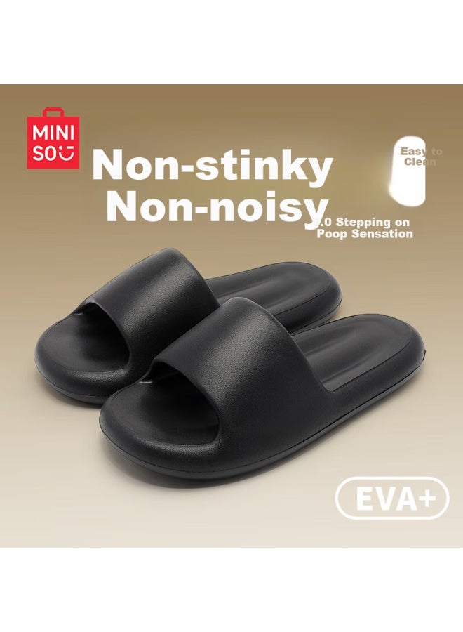 Miniso Men's Summer Slippers Casual Bathroom Outdoor Couple Anti-slip Cool Slippers Black 42-43 - Image 1