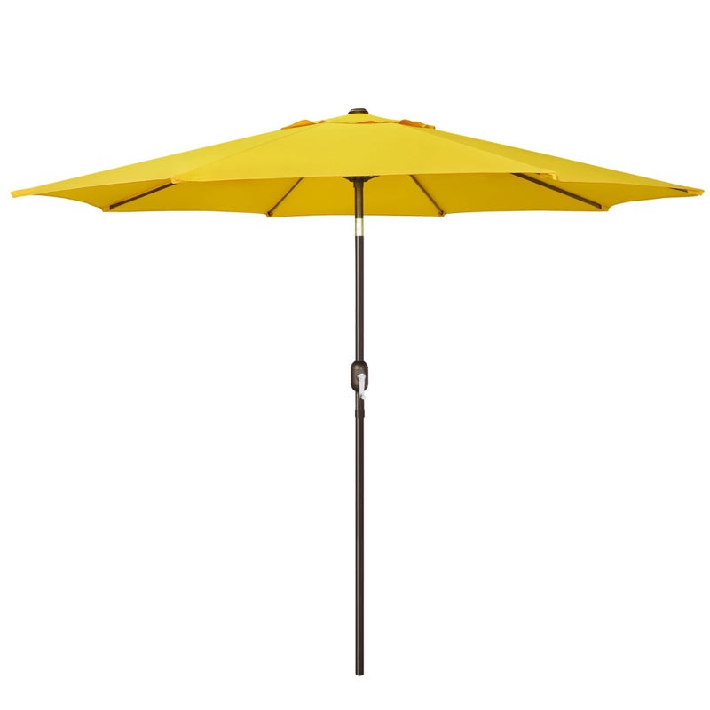 Blissun 9' Outdoor Patio Umbrella, Outdoor Table Umbrella, Yard Umbrella, Market Umbrella with 8 Sturdy Ribs, Push Button Tilt and Crank (Yellow) - Image 1
