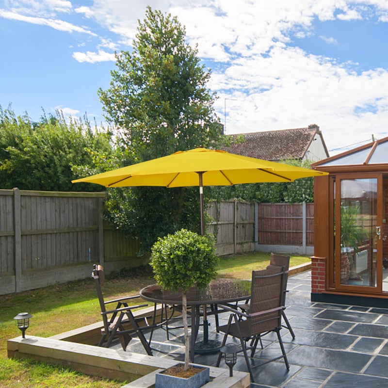 Blissun 9' Outdoor Patio Umbrella, Outdoor Table Umbrella, Yard Umbrella, Market Umbrella with 8 Sturdy Ribs, Push Button Tilt and Crank (Yellow) - Image 5