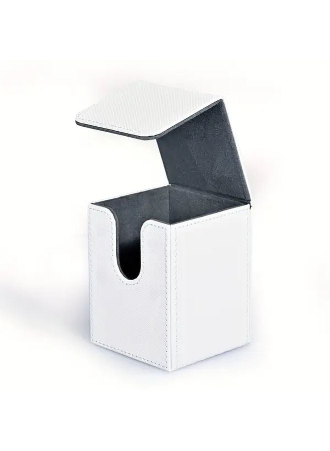 White Card Storage Box Magnetic Closure 100 Capacity Durable Portable Organizer For Trading Cards TCG Collectors MTG Deck - Image 1