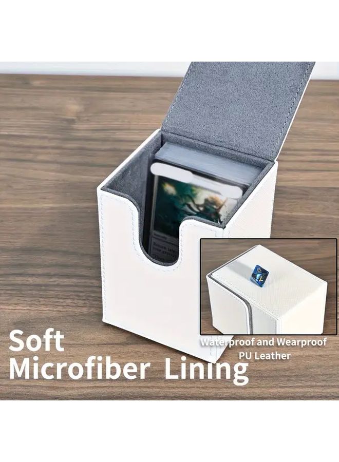 White Card Storage Box Magnetic Closure 100 Capacity Durable Portable Organizer For Trading Cards TCG Collectors MTG Deck - Image 5